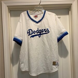 Mitchell & Ness White and Blue Dodgers Jersey